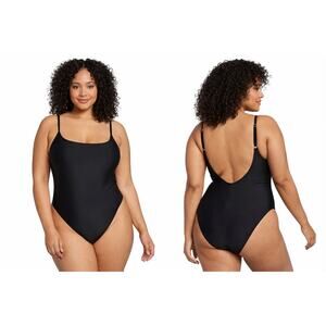 Wild Fable Black One-Piece Swimsuit XL (16) Adjustable Straps Low Scoop Back